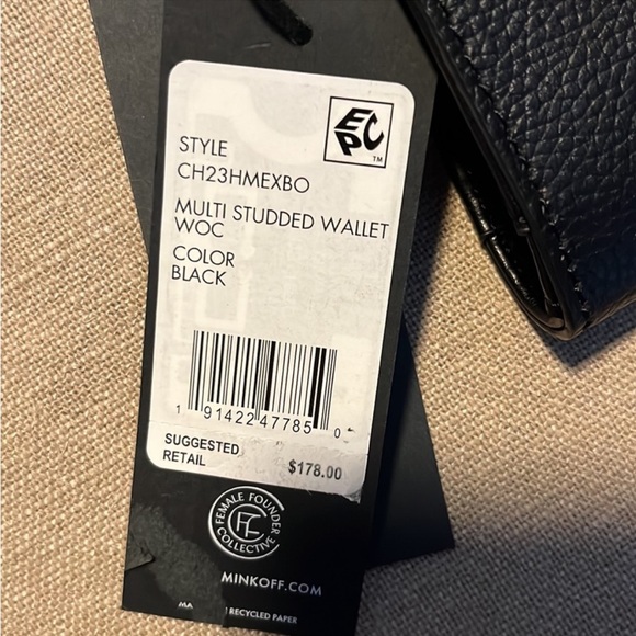 $178 REBECCA MINKOFF Black Leather Multi Studded Wallet Purse Crossbody NWT - Picture 11 of 16